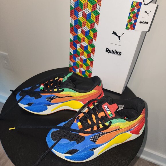 Size 7 Y (GS) PUMA x RUBIK'S RS-X³ Palace Blue-High Risk Red - Picture 5 of 10
